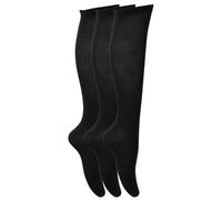 Universal Textiles Childrens Girls Plain Knee High School Socks (Pack Of 3) (UK Shoe 12-3 (Age: 8-12 years)) (Black)