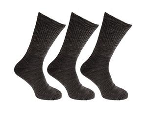 Universal Textiles Mens Lambs Wool Blend Diabetic Extra Wide Socks (3 Pairs) (6-11) (Charcoal)