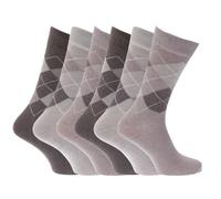 Universal Textiles Mens Pattern Cotton Blend Argyle Socks (Pack Of 6) , UK Shoe 6-11, EUR 39-45, Brown
