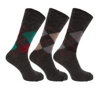 Universal Textiles Men's Traditional Argyle Pattern Non Elastic Lambs Wool Blend Socks (Pack Of 3) in Mid Grey | Size: 6-11 Universal Textiles Mid Grey 6-11