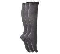 Universal Textiles Women's Plain Knee High School Socks (Pack Of 3) in Grey | Size: 9-12 Universal Textiles Grey 9-12