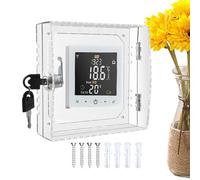 Universal Thermostat Protector with Key - Large 6.3 x 5.91 Inch Transparent PC Lock Box for Air Conditioning Control Tamper Proof Wall Mounted Cover for Air Conditioners and Sprinkles