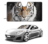 Universal Tiger Car Windshield Sun Shade Foldable 55"x30", Reflective Sunshade with Suction Cups, UV Blocking Front Window Cover for Truck SUV Sedan, Keeps Vehicle Interior Cool