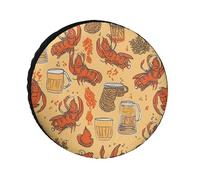 Universal Tire Cover Beer Crab Crab Pattern Tire Cover Heavy Duty Oxford Fabric Spare Tire Cover Waterproof Wheel Protector for SUV Truck RV
