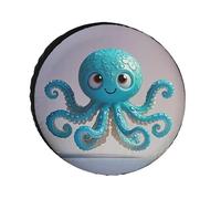 Universal Tire Cover Blue Octopus Illustration Heavy Duty Oxford Fabric Cover Waterproof Wheel Protector for SUV Truck RV Camper Dust Snow Protection