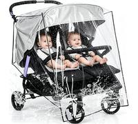 Universal Tiwns Pushchair Rain Cover Double Side by Side Pram Raincover Transparent Stroller Buggy Rain Cover Protect Baby from Rain, Wind, Snow, Dust; No Leaks & Easy to Install