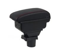 Universal Tourist Armrest For Kia Picanto Armrest Box Arm Elbow Rest Center Console Storage Case Modification Accessories With Cup Holder USB Port(B-Black red line4)