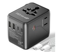Universal Travel Adapter 70W Fast Charge, Travel Plug Adapter Worldwide with 5 USB Ports (2 USB C), Universal Plug Adaptor UK to World, Dual10A Fuses Travel Adapter Wall Charger for (Type A, C, G, I)