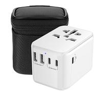 Universal Travel Adapter, Worldwide Travel Adapter with 2 USB A and 3 USB C Ports International Plug Adapter with EU UK USA AU Plugs Power Socket Charger for Multi-Countries