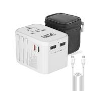 Universal Travel Adapter, International travel Plug Adaptor with USB C USB A Ports, Worldwide travel Plug Adapter for US to European EU AUS Ireland UK (GaN-45W)