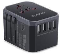 Universal Travel Adapter One International Wall Charger Ac Plug Adaptor With 5.6a Smart Power And 3.0a Usb Type-c For Usa Eu Uk Aus ( Grey ) C