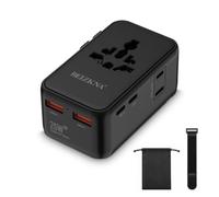 Universal Travel Adapter PD 25W 2 USB-C 2 USB-A QC3.0 Worldwide Travel Plug | GaN Fast Charger International Adapter, Ultra Thin UK to World Power Socket for EU, UK, USA, Australia, Japan, Type C G A I