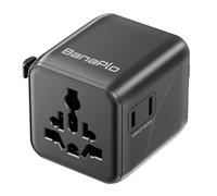 Universal Travel Adapter UK to World,1 Universal AC Socket and 1 US Socket, Universal Adapter Plug with Dual 10A Fuses, Travel Adapter Worldwide (Type A/C/G/I), for Trips in USA/Europe/AU/UK