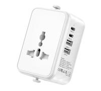 Universal Travel Adapter Worldwide Multi Plug, Travel Adaptor All in One Universal Charger Power Adapter with 1 Universal AC Outlet 4 USB Ports (2 USB C) for EU US UK AUS Multi Countries