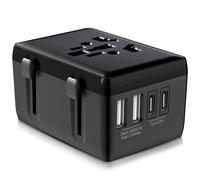 Universal Travel Adapter Worldwide, Travel Plug Adapter Worldwide With 2 USB C & 2 USB Travel Adaptor All in One International Travel Adapter Universal Charger Power Adapter for European EU US UK AUS