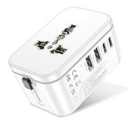 Universal Travel Adapter Worldwide with 2 USB C and 2 USB A Ports,International Travel Plug Adapter Worldwide Travel Adaptor Plug All in One Universal Charger Power Adapter UK to European EU US UK AUS