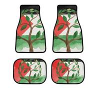 Universal Tree of Life Palestinian Flag Car Floor Mats Set of 4 All-Weather Heavy Duty Polyester Auto Carpets with Anti-Slip Nibbed Backing Waterproof Front & Rear Liners for Cars Suvs Trucks Vans