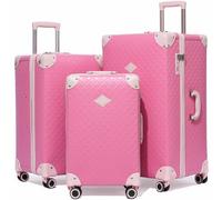 universal trotter 3 Piece Large Capacity Vintage Luggage Set With TSA Lock, Luxury Vintage Style Maletas De Viaje, for Men And Women Carry On Luggage Set, Bright Pink, 20/24/28 Inch, Luggage Set
