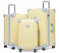 universal trotter 3 Piece Large Capacity Vintage Luggage Set With TSA Lock, Luxury Vintage Style Maletas De Viaje, for Men And Women Carry On Luggage Set, Yellow, 20/24/28 Inch, Luggage Set