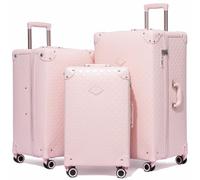 universal trotter 3 Piece Large Capacity Vintage Luggage Set With TSA Lock, Luxury Vintage Style Maletas De Viaje, for Men And Women Carry On Luggage Set, Light Pink, 20/24/28 Inch, Luggage Set
