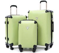 universal trotter 3 Piece Vintage Luxury Artificial Leather Luggage Set, Lightweight Retro Suitcase with Double Spinner Wheels, TSA Lock, Large Capacity for Travel, BREAD BOX-LIGHT GREEN, 20/24/28