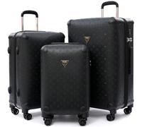 universal trotter 3 Piece Vintage Luxury Artificial Leather Luggage Set, Lightweight Retro Suitcase with Double Spinner Wheels, TSA Lock, Large Capacity for Travel, black, 20/24/28 Inch, Luggage Set