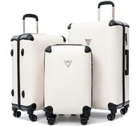 universal trotter 3 Piece Vintage Luxury Artificial Leather Luggage Set, Lightweight Retro Suitcase with Double Spinner Wheels, TSA Lock, Large Capacity for Travel, BREAD BOX-OFF WHITE, 20/24/28 Inch