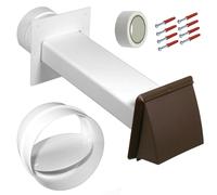 Universal Tumble Dryer Vent Kit Non Return Flap Exterior Wall Pipe Duct (Brown, 4" / 100mm)