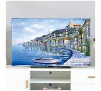 Universal TV Dust Cover - Polyester Smooth Screen Protector for LCD LED Plasma TVs, Art Printed Decor for Flat Curved TVs, Fits 32-80 Inch