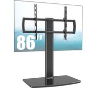 Universal TV Stand/Base Tabletop TV Stand with Wall Mount for 40 to 86 inch 5 Level Height Adjustable, Heavy Duty Tempered Glass Base, Holds up to 66kgs Screens, HT03B-003P