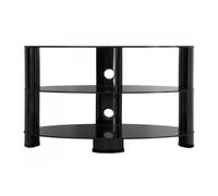 Universal TV Stand Black Glass Oval 85cm suitable up to 40" inch for HD Plasma LCD LED OLED Curved TVs