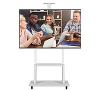 Universal TV Stand/Cart with Wheels for LED, LCD, OLED, Plasma TVs, Supports 120kg, Height Adjustable, Mobile Design for Boardrooms and Presentations