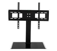 Universal TV Stand for 32-55 Inch TVs, Swivel & Height Adjustable Table Top TV Stand, Tempered Glass Base Pedestal with Bracket, TV Replacement Stand, Max VESA 400x400mm, 45kg Load, Cable Management