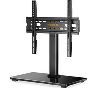Perlegear Universal Table Top Pedestal TV Stand for 32"-60" LED Plasma Flat Curved Screens, Height Adjustable TV stand with Tempered Glass Base & Cable Management, Holds 40 KG Max.VESA 400x400mm