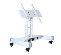 Universal TV Stand for 32-75" TVs Adjustable Height & Angle 0-90° Mobile Teleprompter Cart Perfect for Office Meetings and Presentations Sturdy White Design