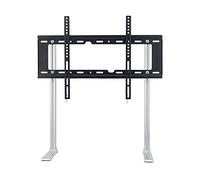 Universal TV Stand & Mount for 32"-55" TVs, Adjustable Height, No Drill Tabletop Support, Elegant Floor Design with L-Shaped Legs, Stylish Black Finish.