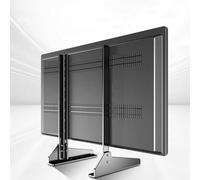 Universal TV Stand Mount with Height Adjustable Legs and Tempered Glass for Secure Tabletop Display