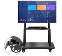Universal TV Stand on Wheels, Adjustable Mobile TV Cart for 32-75 Inch TVs, Sturdy Steel Frame with Locking Castors, Support Up to 120kg