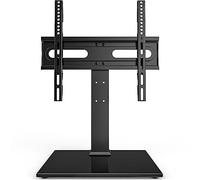 Universal TV Stand - Table Top TV Stand for 27-60 inch LCD LED TVs - 9 Level Height Adjustable TV Base Stand with Tempered Glass Base & Wire Management, VESA 400x400mm
