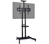 Universal TV Stand, TV Bracket Mount Mobile TV Stand with Mount Dual Tray, 32-70" Height-Adjustable Floor Tv Cart Holds 154 Lbs,