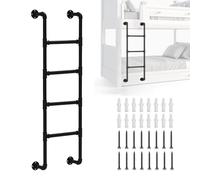 Universal Twin Over Full Bunk Bed Ladders, Wall Mounted Metal Step Ladder for Home Loft Heavy Duty Emergency Egress Ladder Black Wrought Iron Replacement Ladder with Kit(300cm/118i