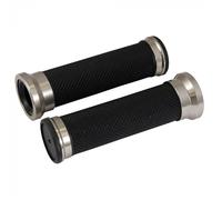 UNIVERSAL TWIN RING CUSTOM MOTORCYCLE GRIPS 22MM LEFT 25MM RIGHT - TITANIUM
