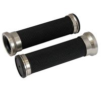 UNIVERSAL TWIN RING CUSTOM MOTORCYCLE GRIPS 22MM LEFT 25MM RIGHT - TITANIUM