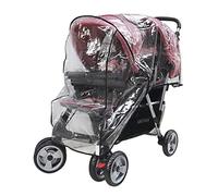 Universal Twins Baby Stroller Rain Cover Side by Side Transparent PVC Stroller Raincover Double Rain Cover for Baby Pushchair Pram Buggy Waterproof Windproof Raincover with Canopy and Zipper