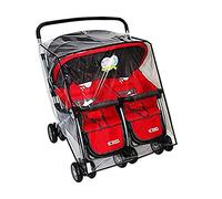 Universal Twins Baby Stroller Raincover Side by Side Waterproof Transparent PVC Pushchair Rain Cover Dustproof Windproof Double Pram Large Rain Cover for Most Twins Pushchair