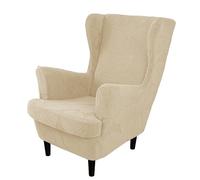 Universal Two-Piece Polyester Blend Armchair Cover Elastic Suitable for All Seasons Ideal for Home and Hotel Use (Beige)