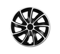 Universal Type Hub Caps Set - Wheel Trims SET of 4 // 13" 14" 15" 16" 17'' / Black - Silver (001-005) Universal ABS Push-In (16'')