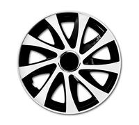 Universal Type Hub Caps Set - Wheel Trims SET of 4/13'' 14" 15" 16" / Black-White (099-102) Universal ABS Push-In (14'')