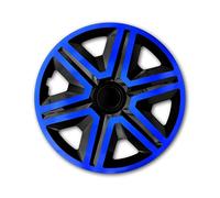 Universal Type Hub Caps Set - Wheel Trims SET of 4/14" 15" 16" / Black - Blue (118-120) Universal ABS Push-In (16'')