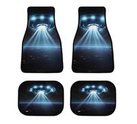 Universal UFO Spaceship Car Floor Mats Set of 4 All-Weather Heavy Duty Polyester Auto Carpets with Anti-Slip Nibbed Backing Waterproof Front & Rear Liners for Cars Suvs Trucks Vans